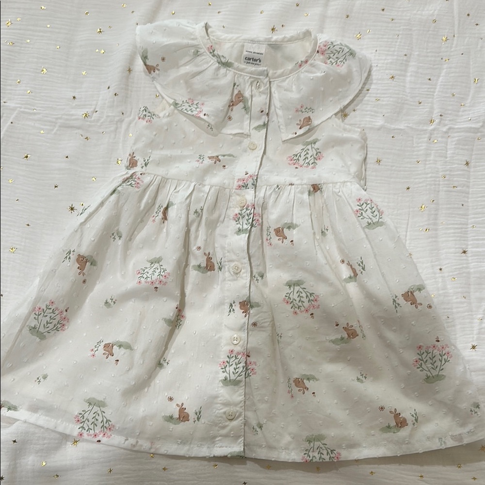 White Floral Button-Up Dress